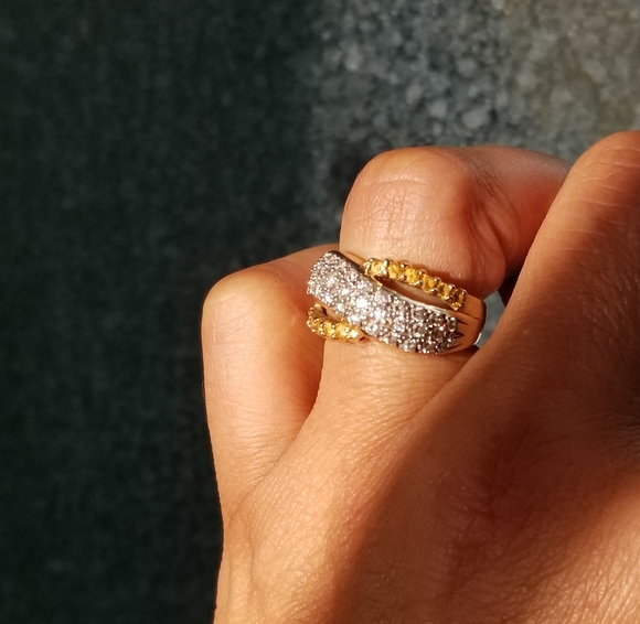 14k diamond citrine gold bypass ring - Picture 5 of 14